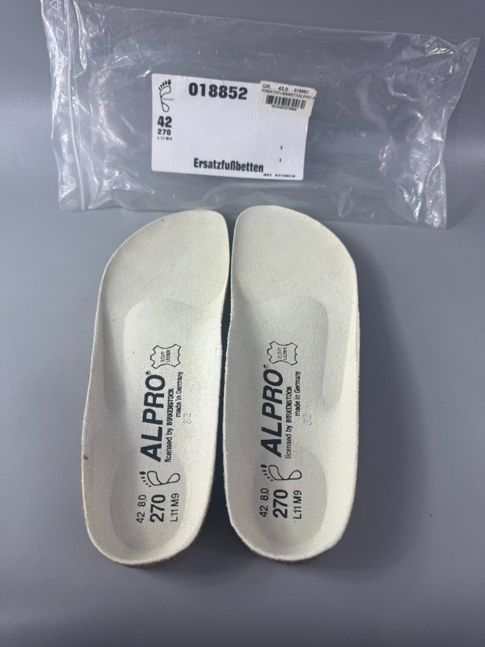 New Alpro by Birkenstock made in Germany Cork Shoe Insoles, Size 42